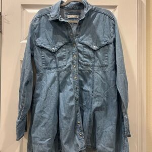 We The Free Light Blue Denim Shirt
